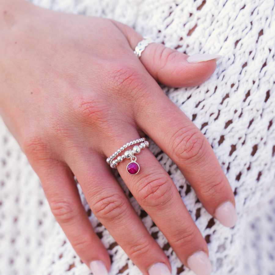 Beaded 2025 birthstone ring