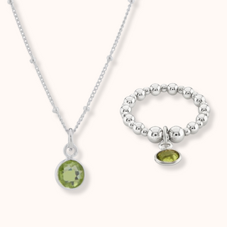 Peridot August Birthstone Necklace & Ring Set