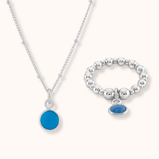 Turquoise December Birthstone Necklace & Ring Set