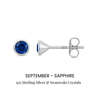 Birthstone Stud Earrings Sterling Silver