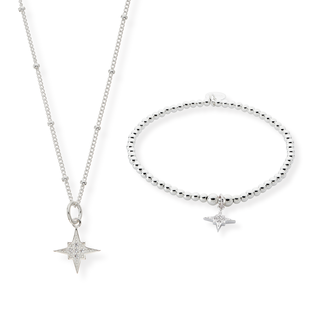 Sterling Silver Shooting Star Necklace & Bracelet Set