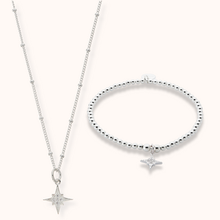 Sterling Silver Shooting Star Necklace & Bracelet Set