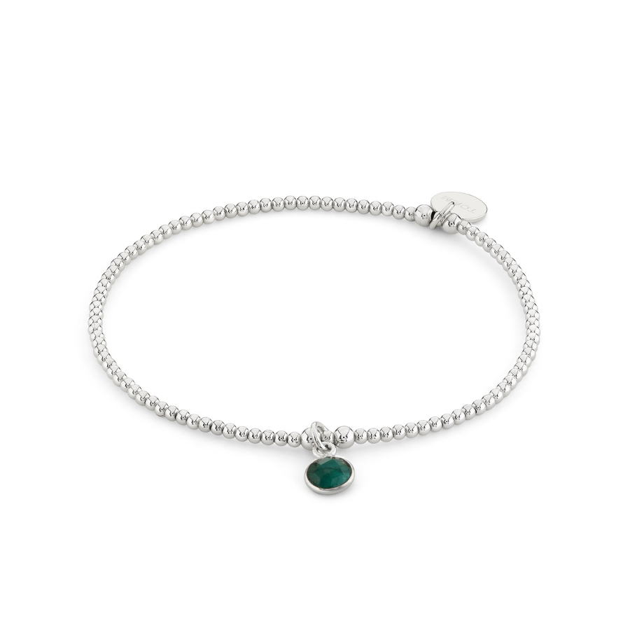 Emerald Birthstone Charm Beaded Bracelet