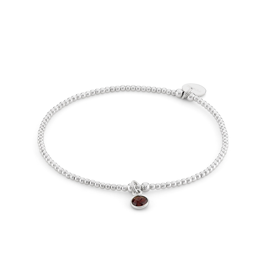 Garnet Birthstone Charm Beaded Bracelet