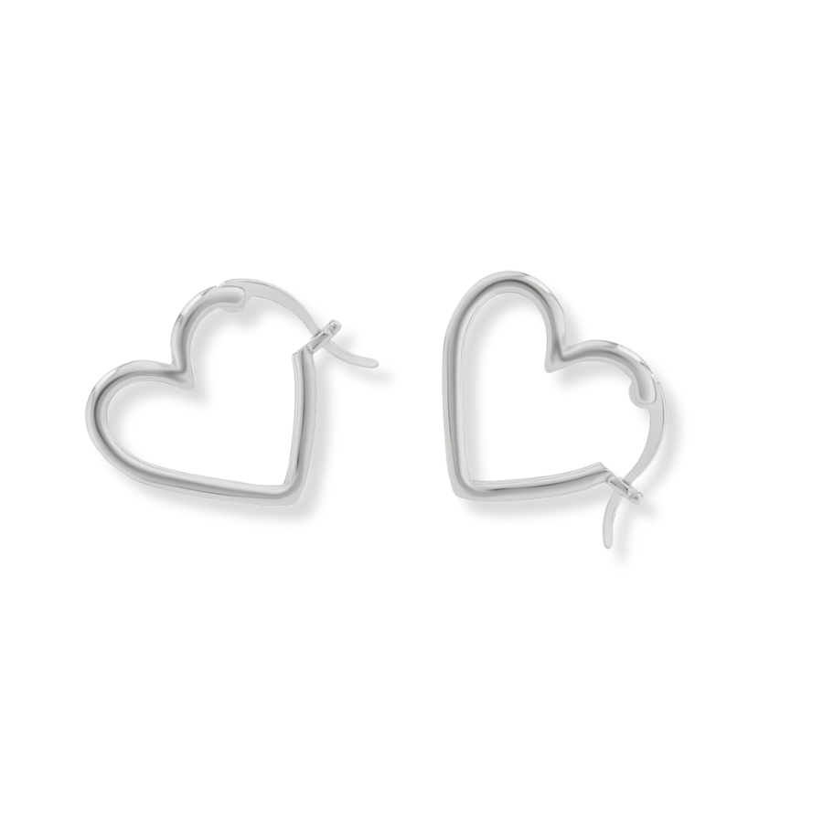 Sterling silver heart shaped hoop clearance earrings