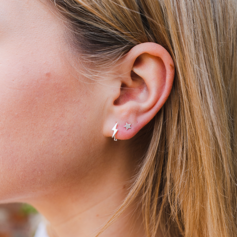 Lightning Bolt Huggie Hoops