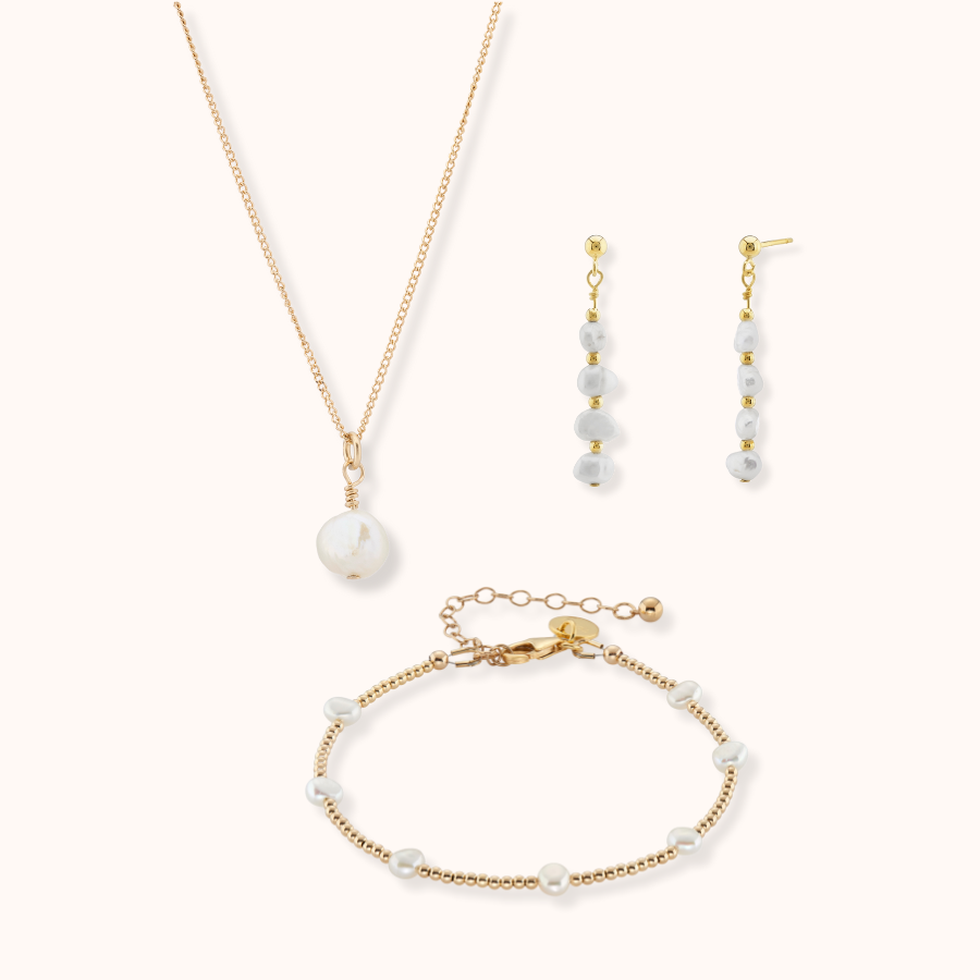 Pearl jewellery sets necklace bracelet and earrings shop