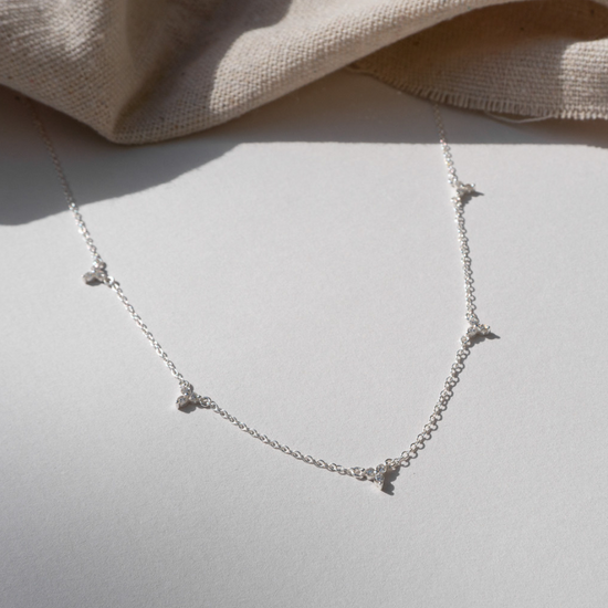 Multi Three Leaf Crystal Drop Necklace
