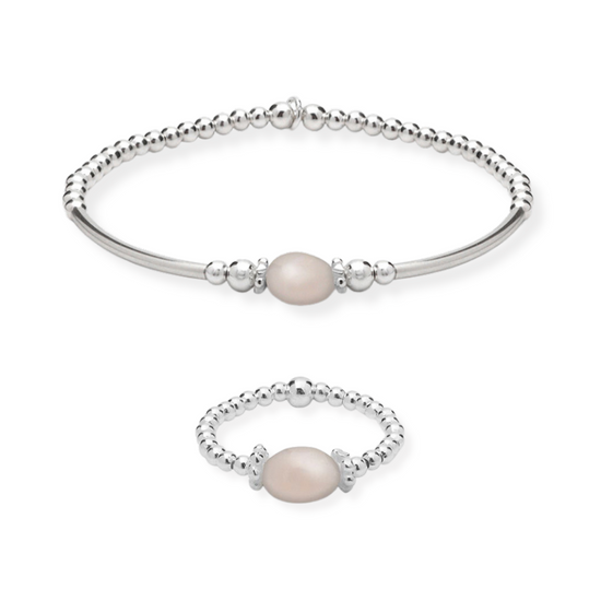 Rose Quartz Bracelet & Ring Set