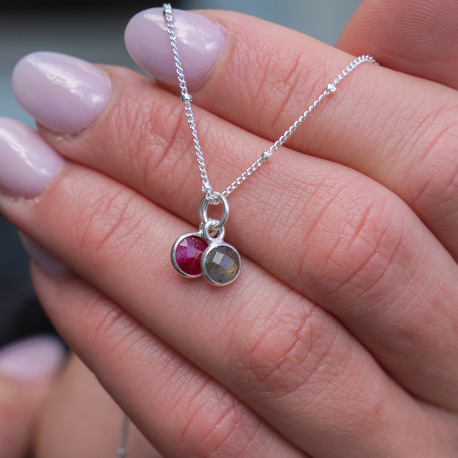 Ruby red birthstone online necklace