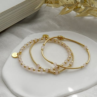 Pink Gemstone Bracelet Stack - Set of 3 - Sterling Silver & Gold Filled