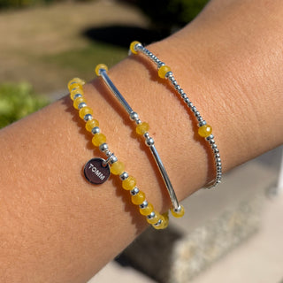 Yellow Gemstone Bracelet Stack - Set of 3 - Sterling Silver & Gold Filled