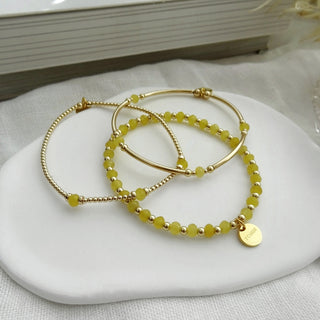 Yellow Gemstone Bracelet Stack - Set of 3 - Sterling Silver & Gold Filled