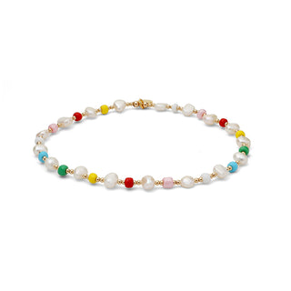 Beaded Pearl Rainbow Anklet