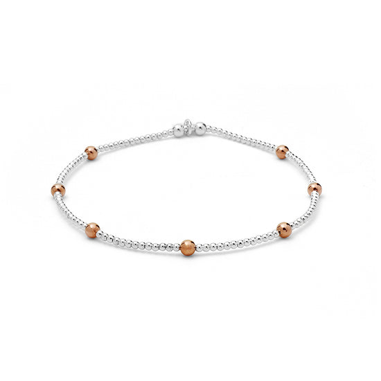 Aria Mixed Metal Dainty Beaded Anklet