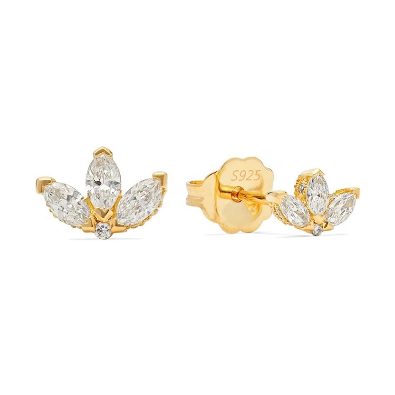 Petal Flower Crystal Stud Earrings