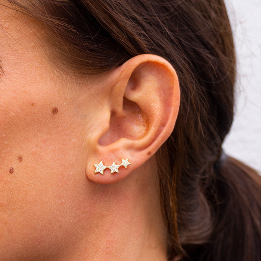 Triple Star Climber Earrings