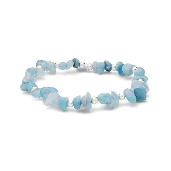 Birthstone Mini Bracelets | Gemstone Prism & Sandalwood Bracelets March | Aquamarine