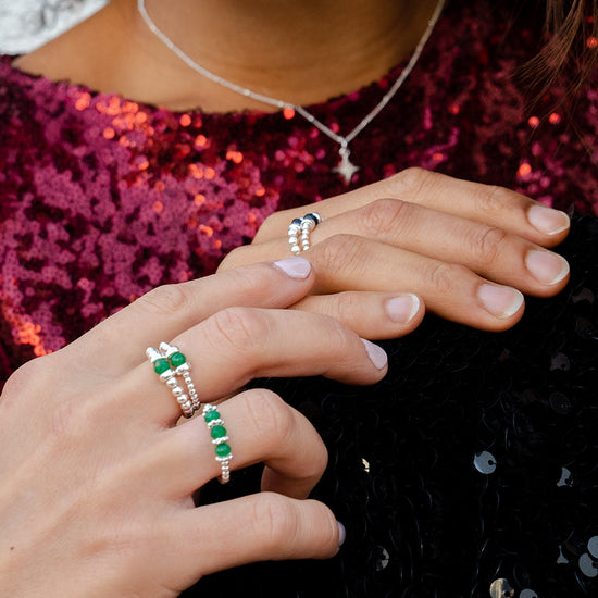 Dainty Emerald Green Agate Ring