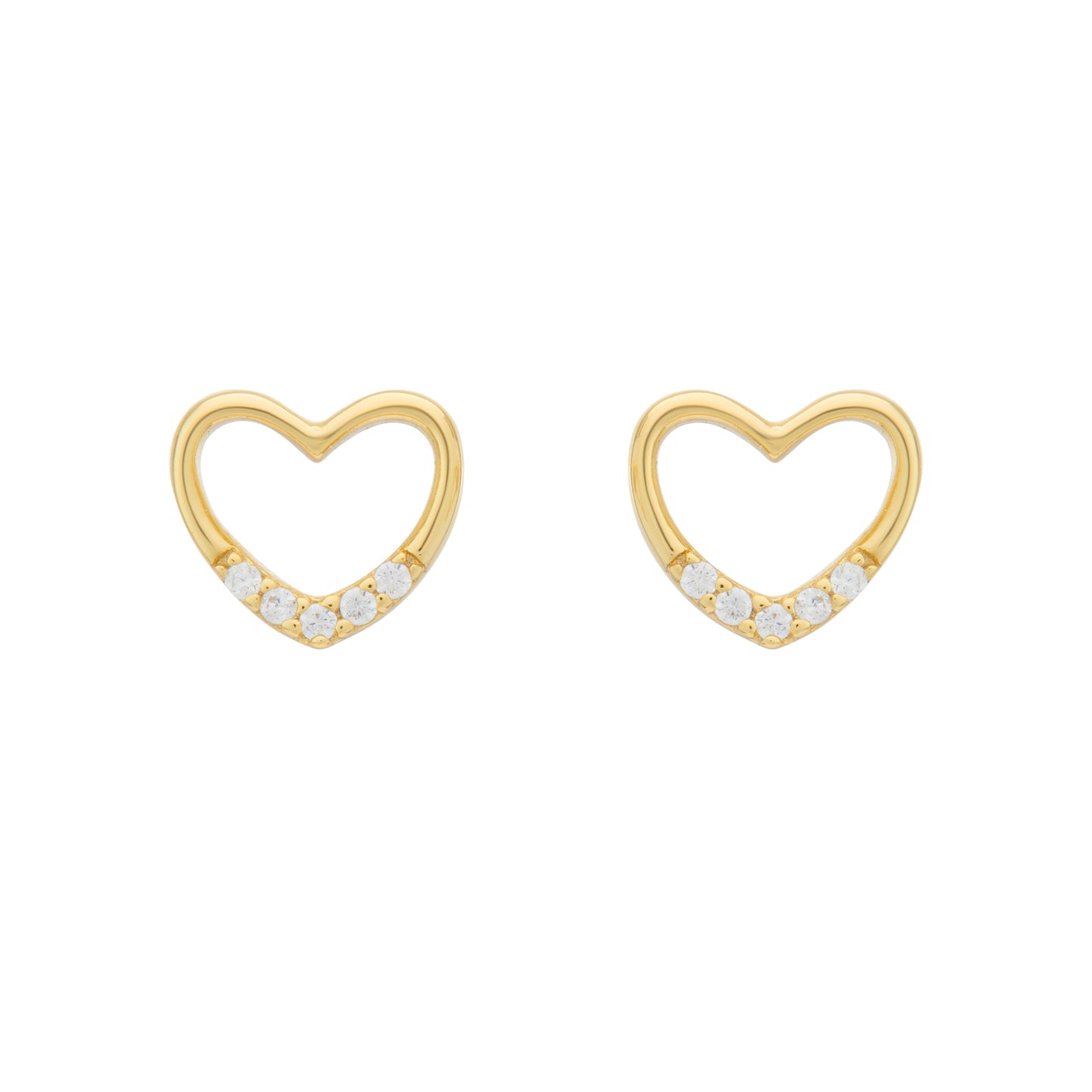 Dainty Hollow Crystal Heart Earrings