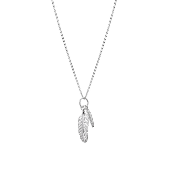Double feather charm necklace