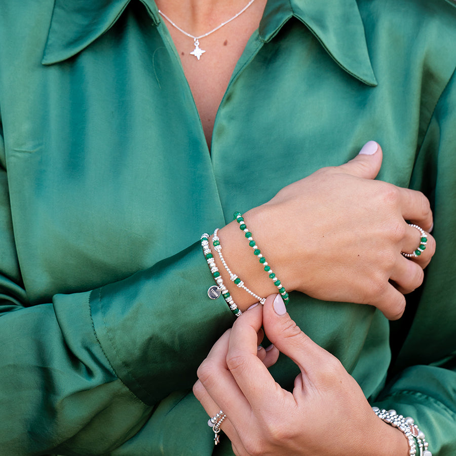 Emerald Agate Beaded Inner Strength Bracelet