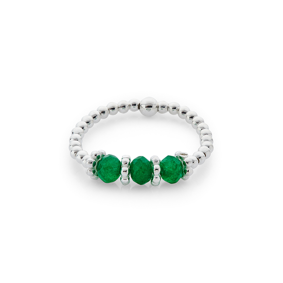 Emerald Green Agate Trio Ring