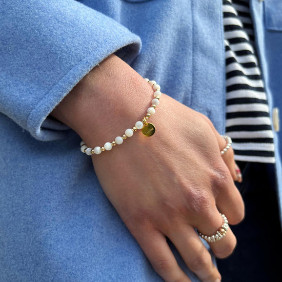 Silver and mother 2025 of pearl bracelet