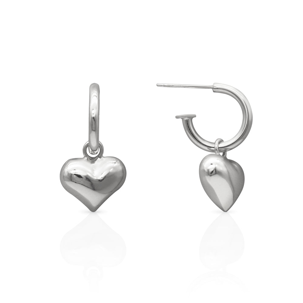 be bold silver heart earrings