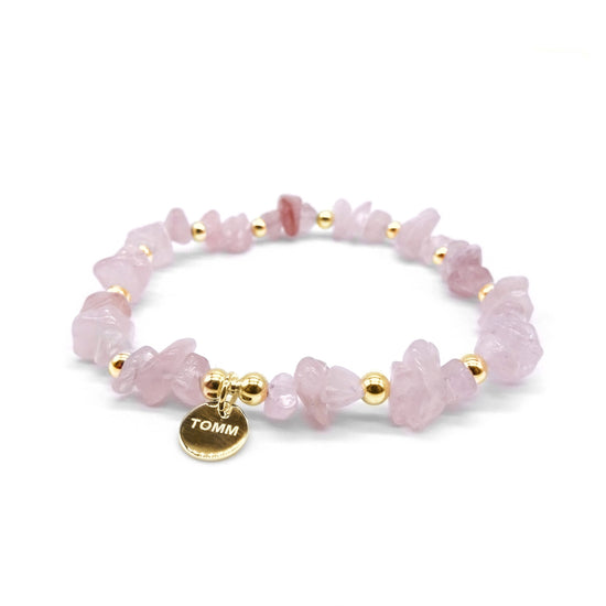 gold rose quartz gemstone bracelet