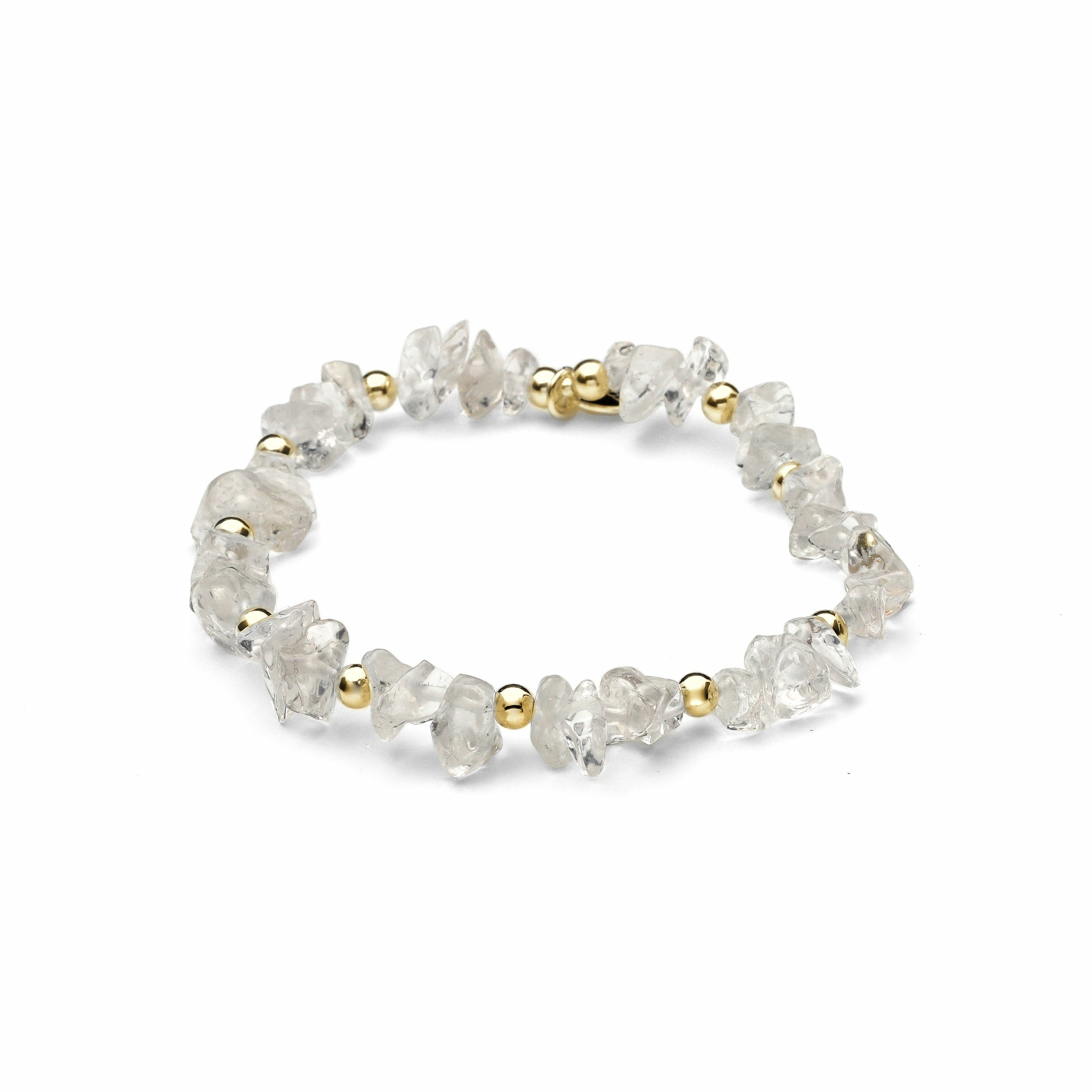 Clear Quartz Stretch Bracelet - 8mm Beaded Gemstone Handmade With Gift Bag & Card