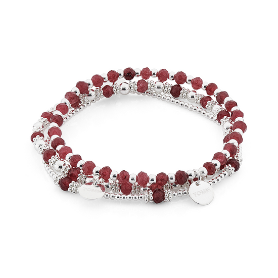 Ruby Red Agate Bracelet Stack