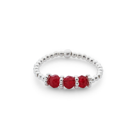 Ruby Red Agate Trio Ring