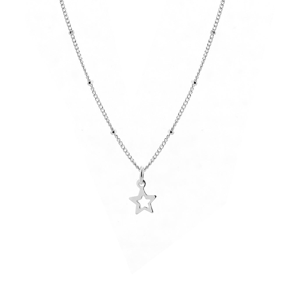 Hollow Silver Star Necklace