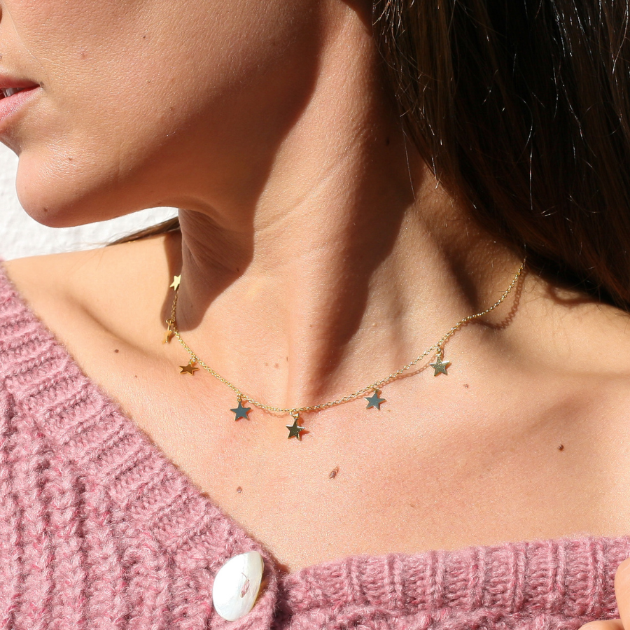 Næb At håndtere Myre Star Choker Necklace - Silver & Gold Jewellery - Tomm Jewellery UK