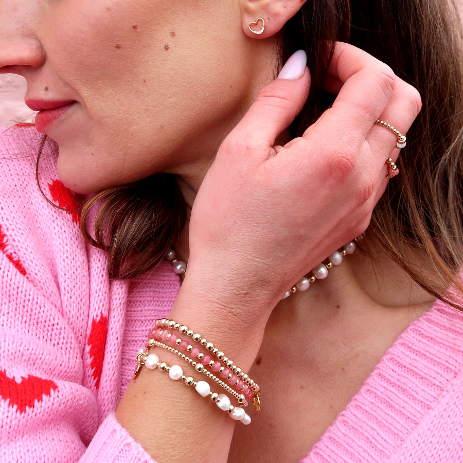 Blush Pink Agate Dream Beaded Bracelet