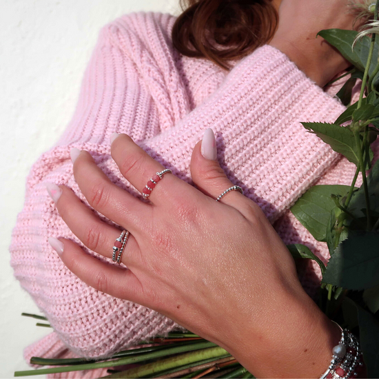 Load image into Gallery viewer, Blush Pink Trio Beaded Ring
